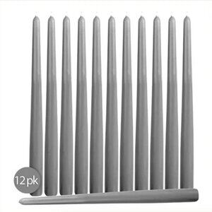 Box of 12 Gray Taper Candles 10"H